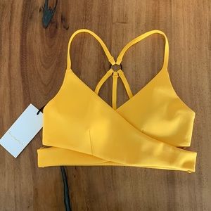 Revolve Lovewave Yellow Sports Bra Strappy Criss-Cross Racerback XS NWT